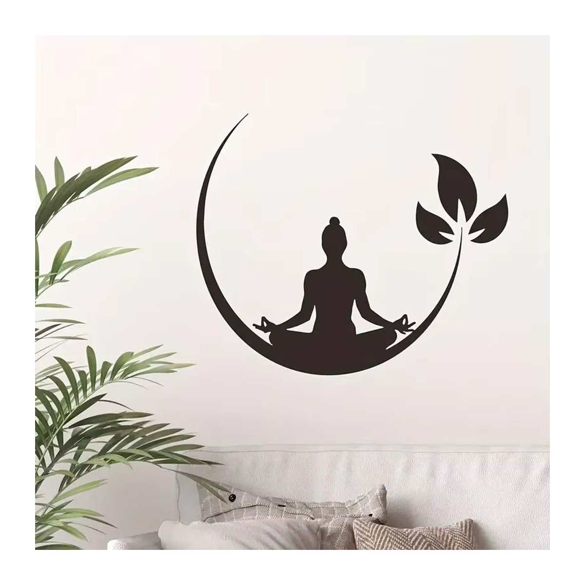 Minimalistischer Wandaufkleber mit Yoga-Muster in Schwarz für Schlafzimmer und Wohnzimmer - Bild 2