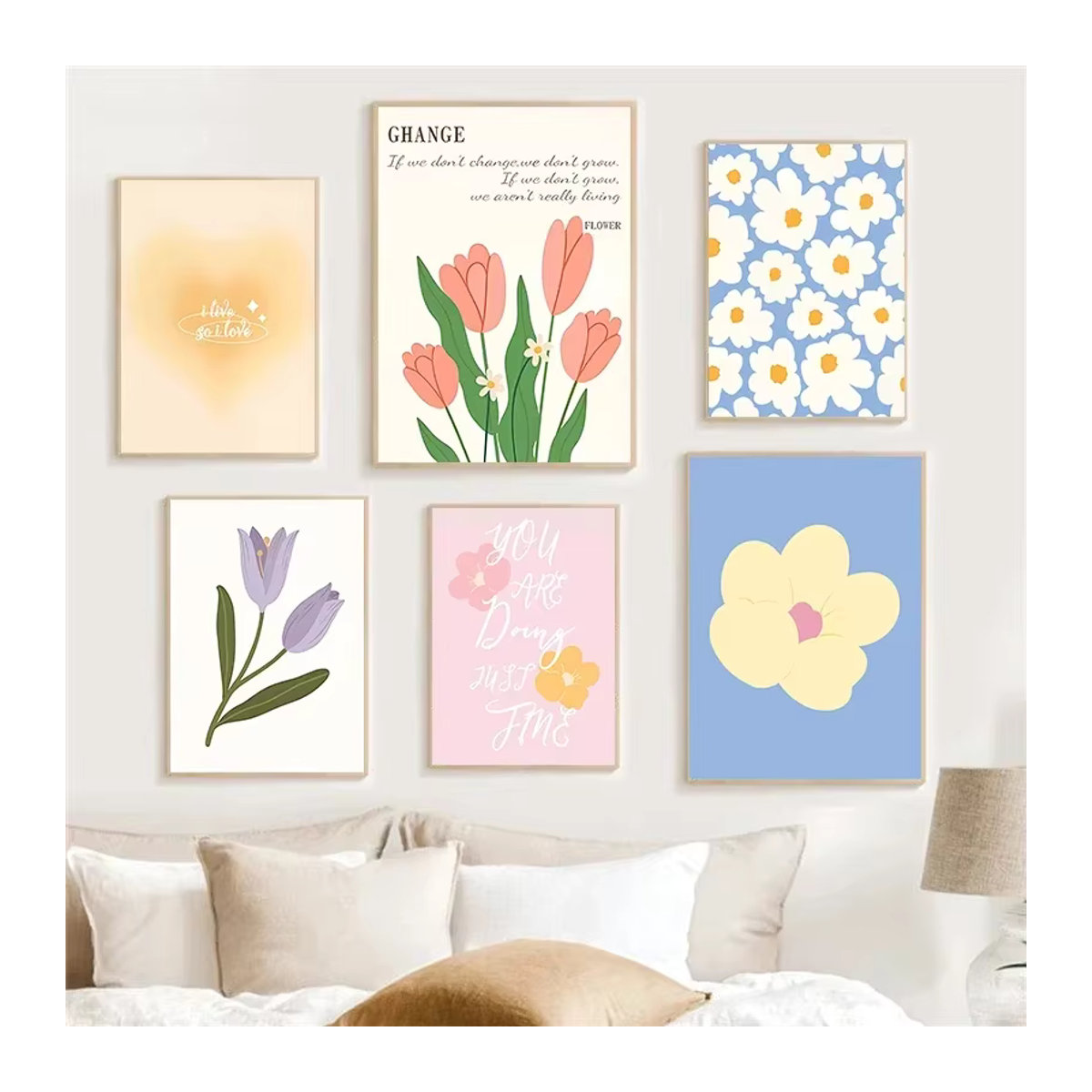 Minimalistisches Blumenmarkt-Tulpen-Poster als florale Leinwandmalerei in Pastellfarben für deine Wanddekoration - Bild 2