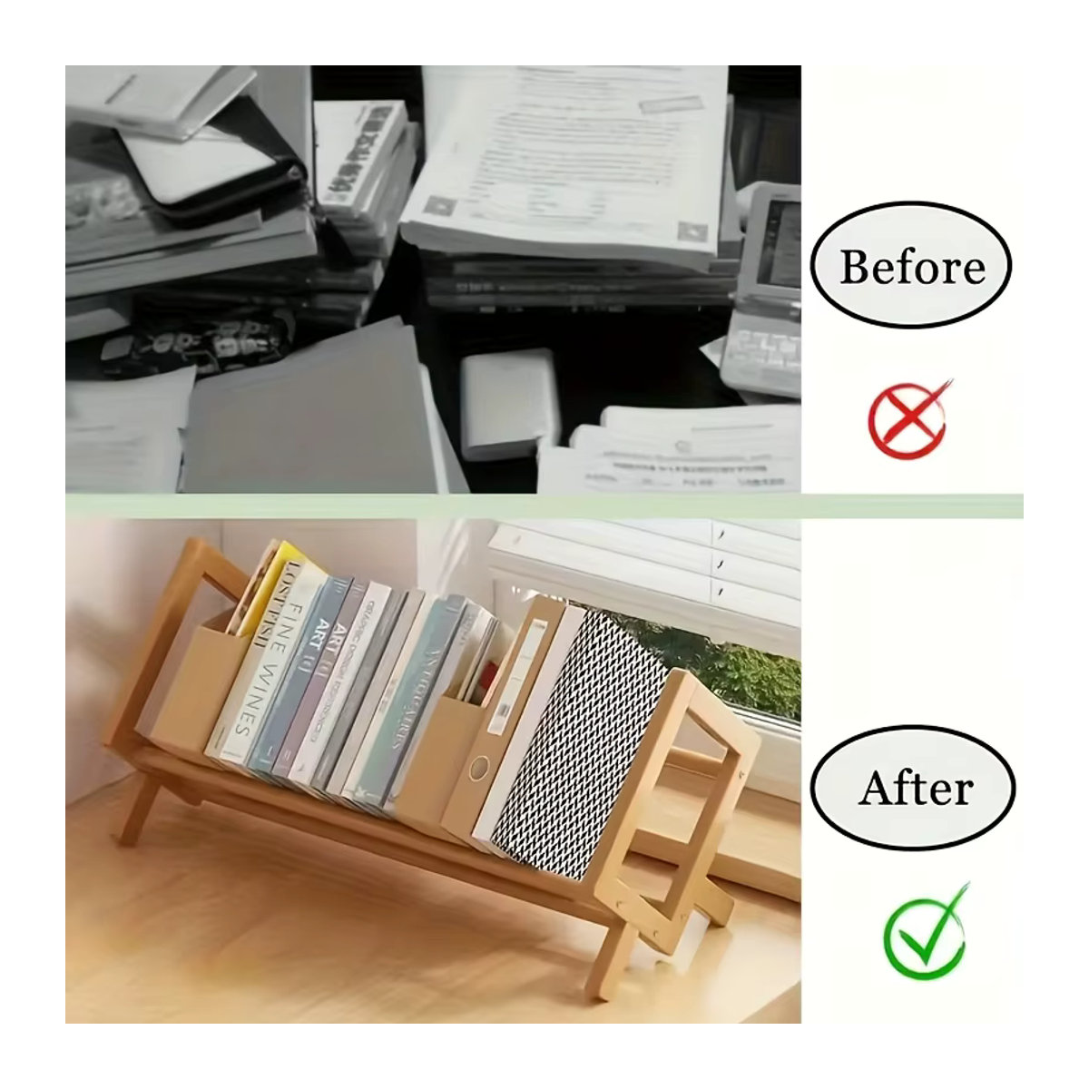 Minimalistisches Bücherregal und Schallplattenständer aus Bambus in Natur/Braun, freistehend - Bild 5