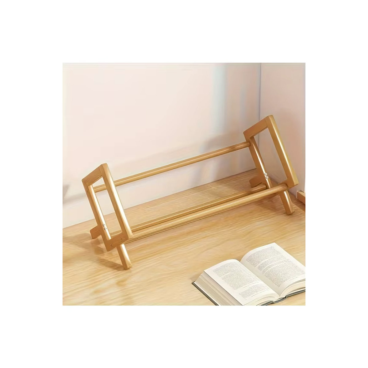 Minimalistisches Bücherregal und Schallplattenständer aus Bambus in Natur/Braun, freistehend - Bild 7