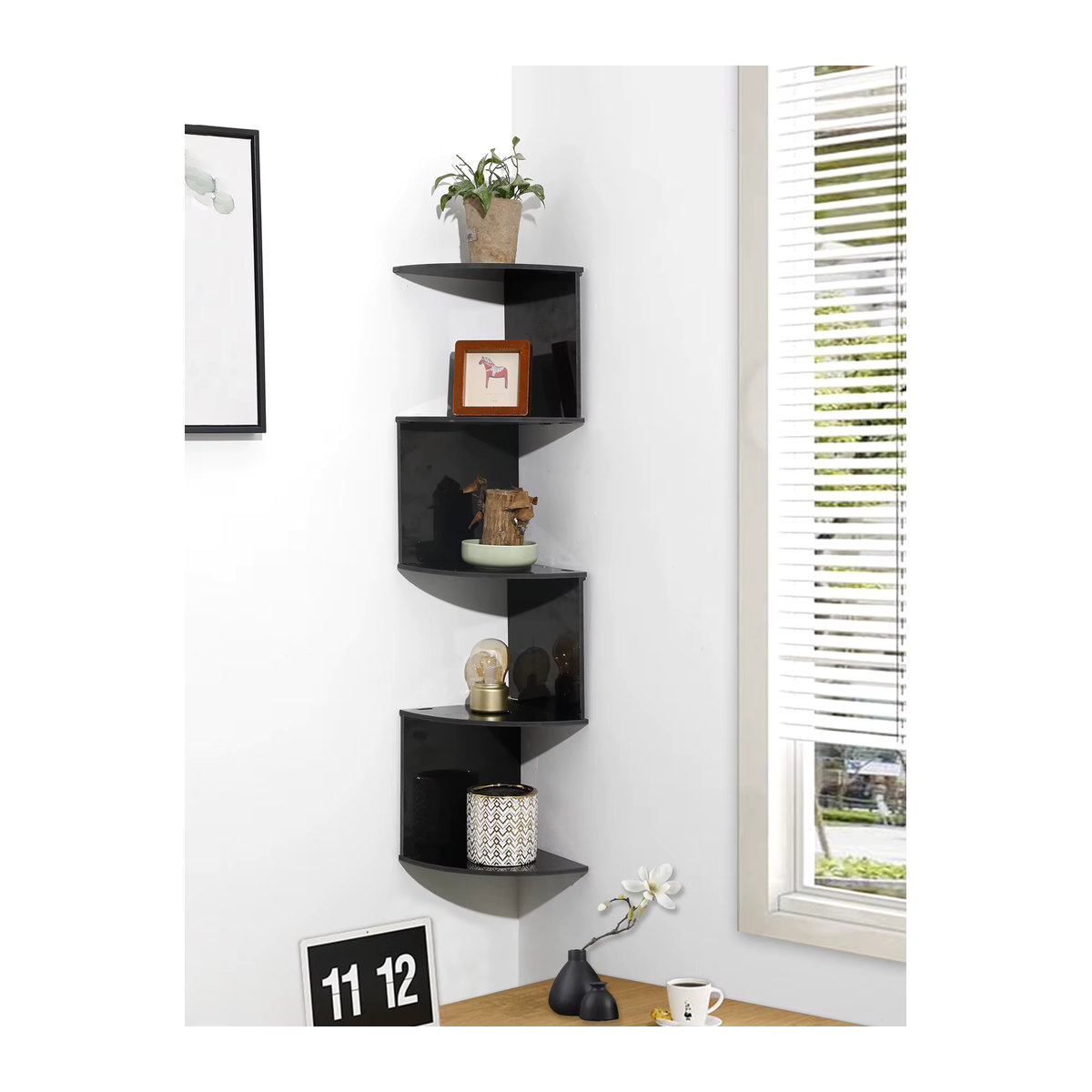 Minimalistisches Eckregal als schwebendes Wandregal in Weiß für Wohnzimmer und Küche - Bild 2