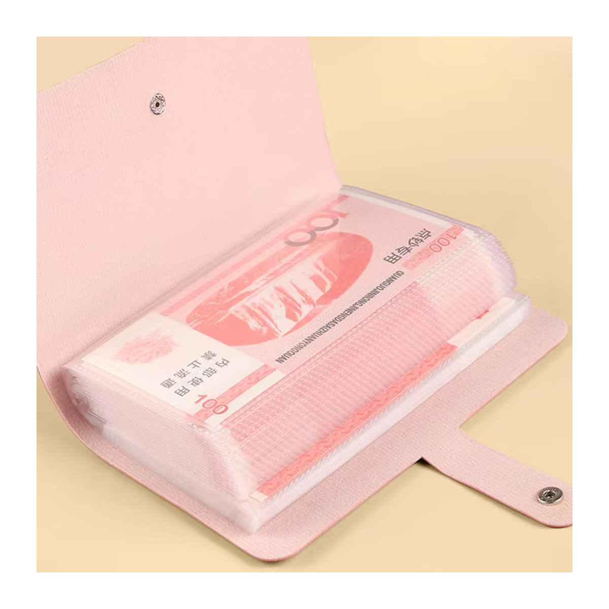 Minimalistisches Geldspar-Album aus Kunstleder für Banknoten und Fotokarten in Rosa und Lila - Bild 4