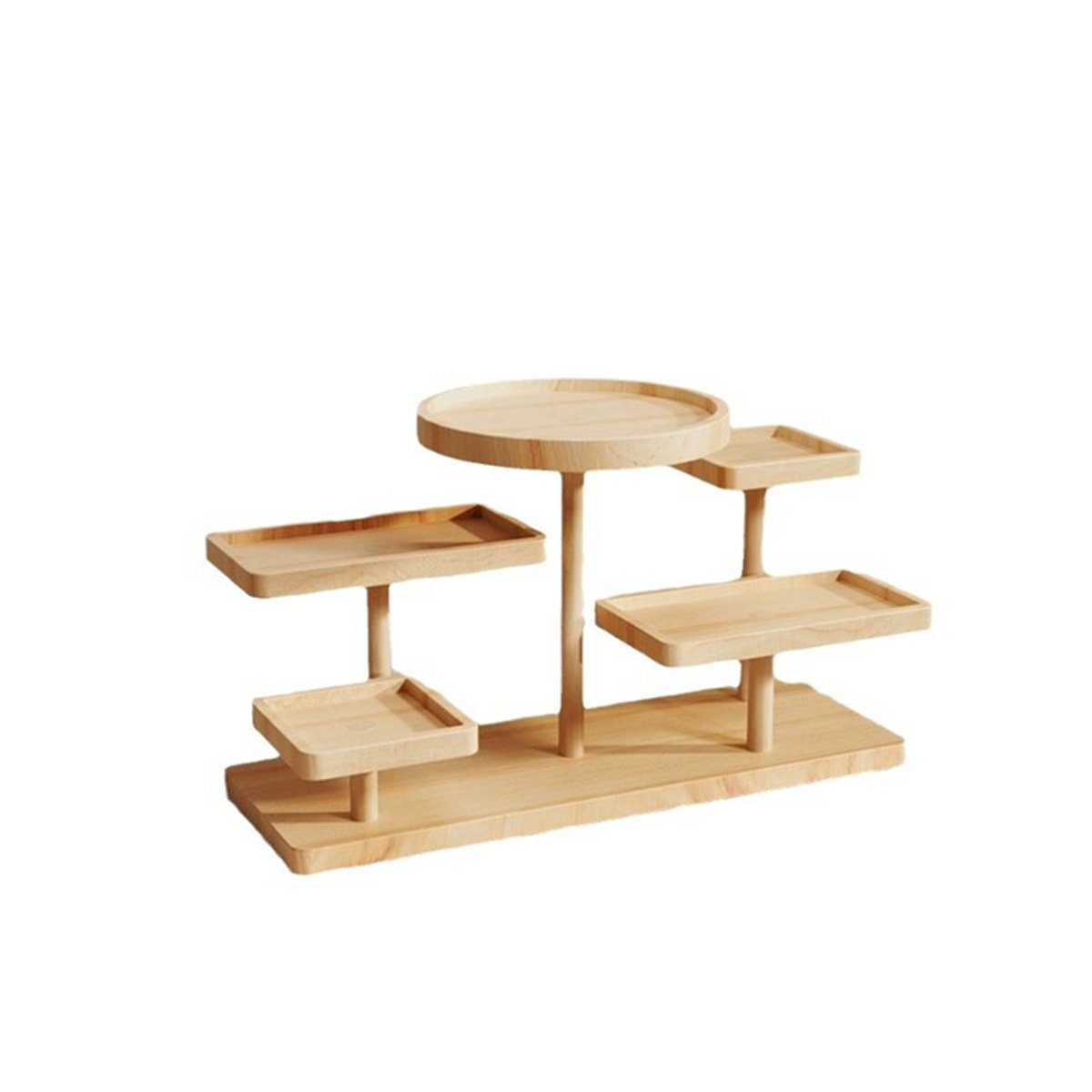 Minimalistisches Holzregal in Beige als stehendes Präsentationsregal für Schmuck, Brillen oder Dekoration - Bild 1