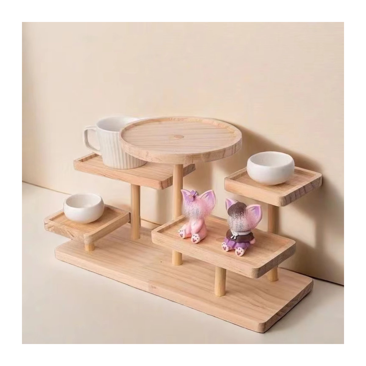 Minimalistisches Holzregal in Beige als stehendes Präsentationsregal für Schmuck, Brillen oder Dekoration - Bild 2