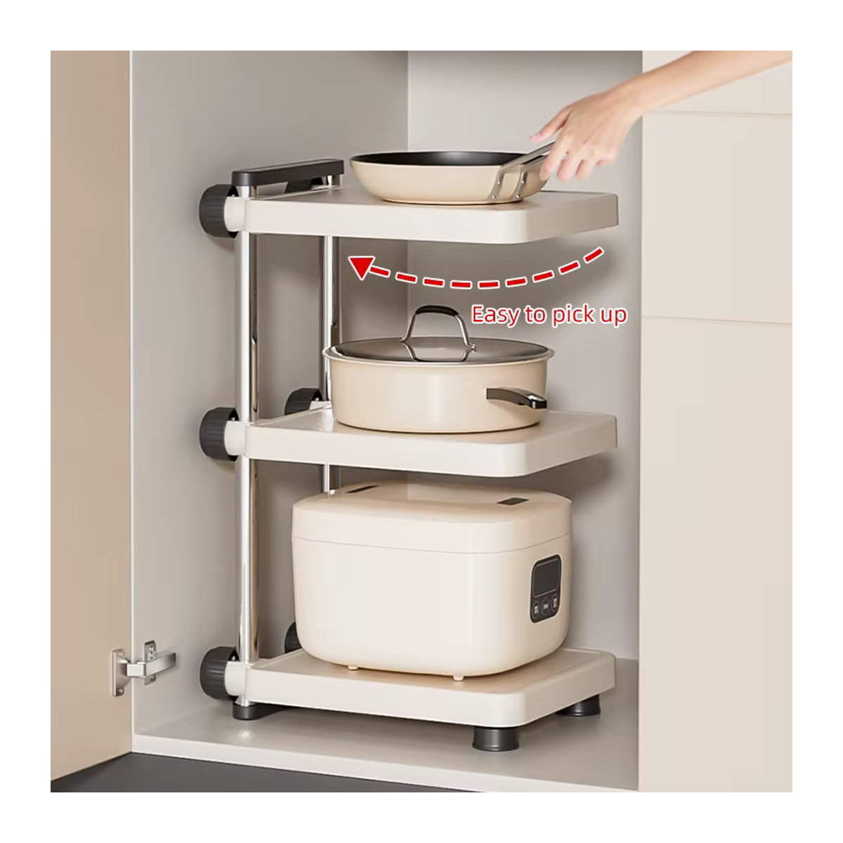 Minimalistisches Küchenlagerregal aus Metall in Weiß, freistehendes multifunktionales Topfregal für Arbeitsplatte und Schrank - Bild 2