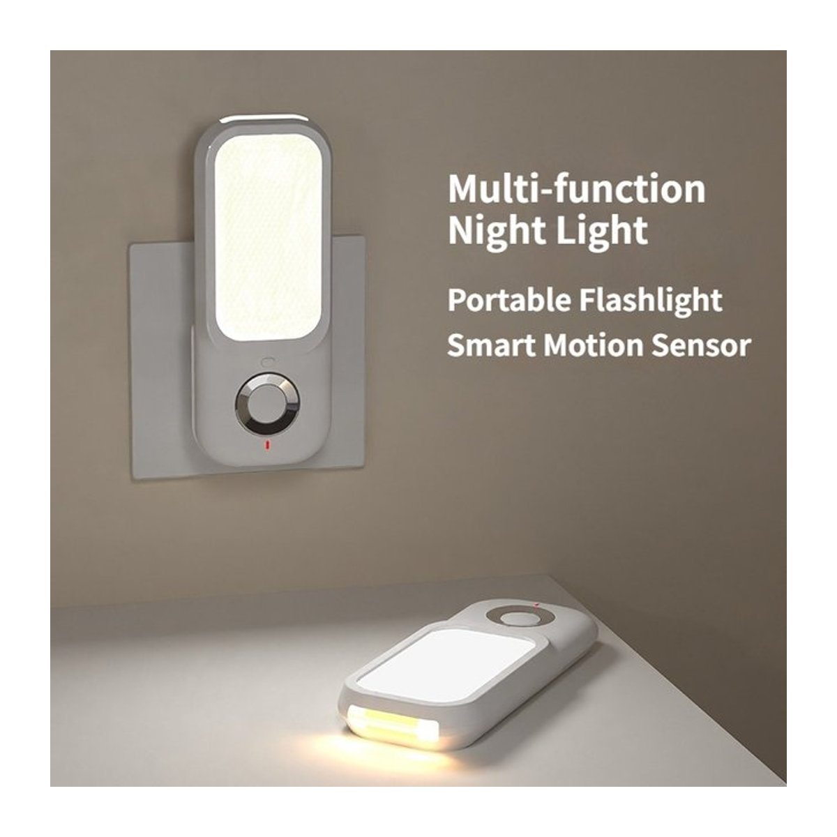 Minimalistisches LED-Nachtlicht mit Bewegungsmelder und kabelloser Ladefunktion für Schlafzimmer, Flur und Badezimmer inklusive Wandhalterung - Bild 1