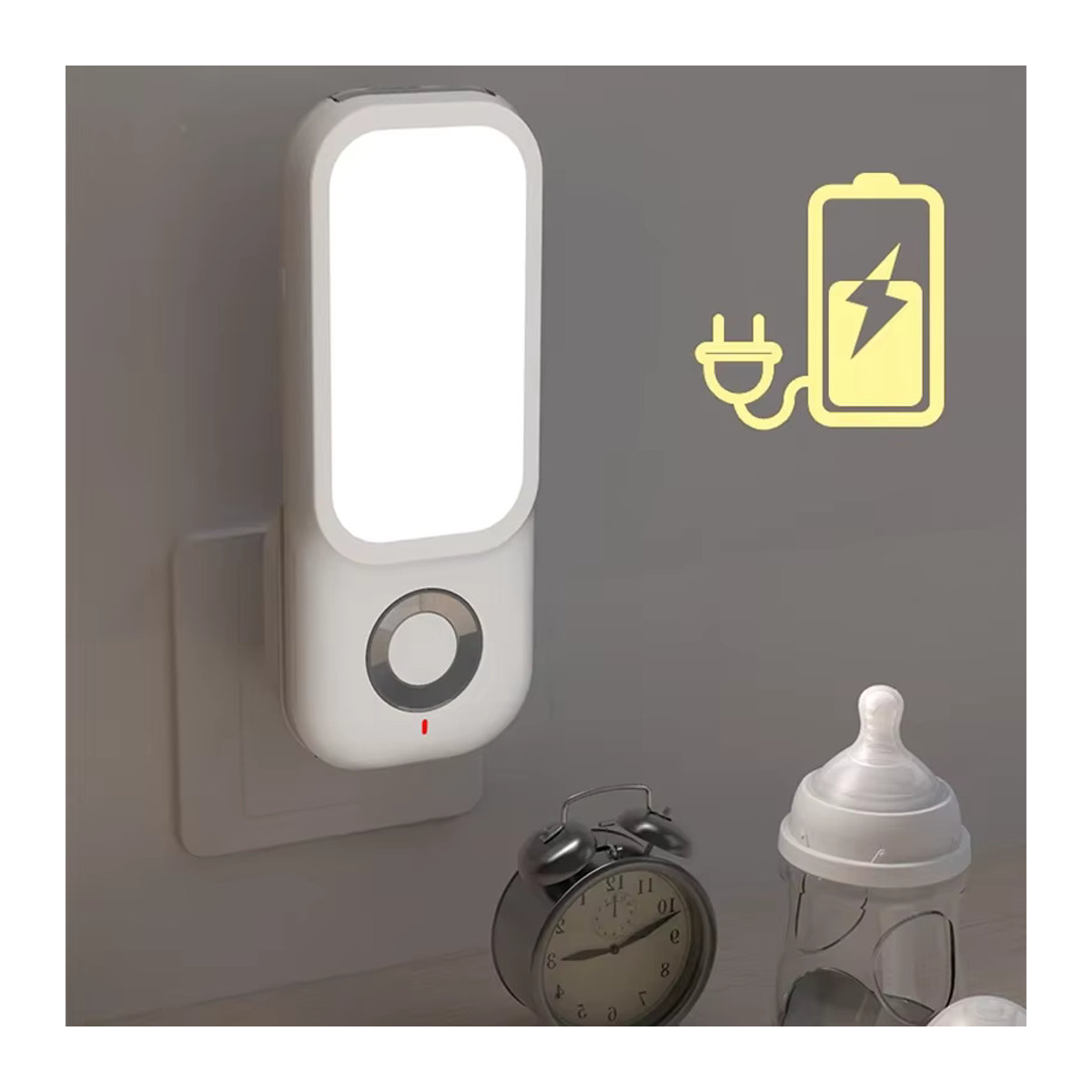 Minimalistisches LED-Nachtlicht mit Bewegungsmelder und kabelloser Ladefunktion für Schlafzimmer, Flur und Badezimmer inklusive Wandhalterung - Bild 2
