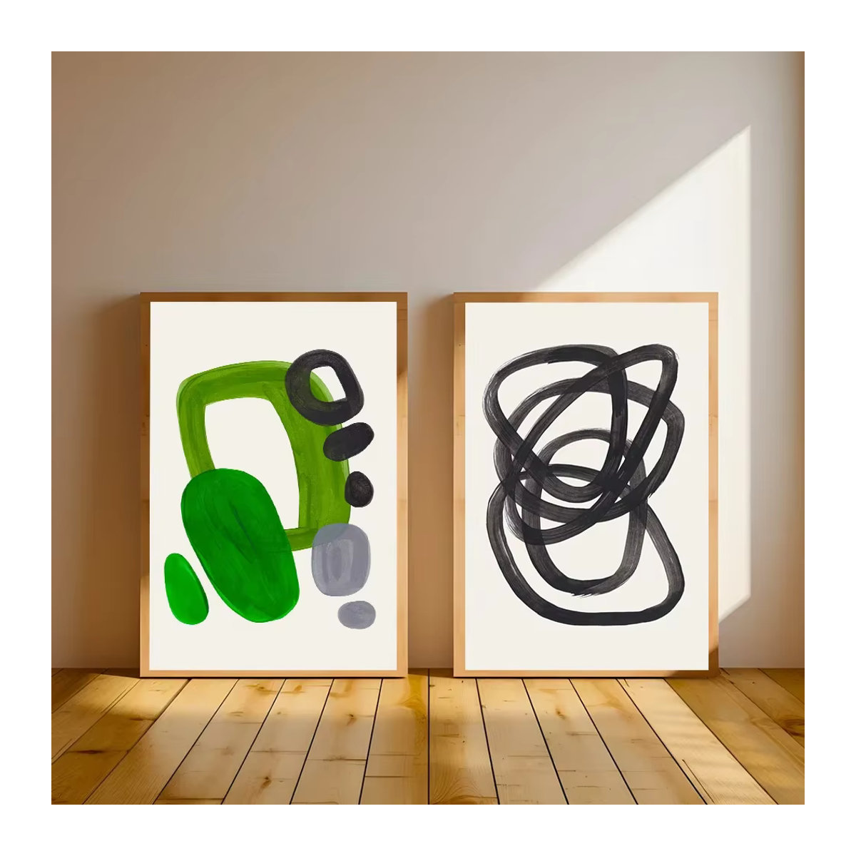Minimalistisches Leinwandgemälde mit abstrakten geometrischen Formen in Mehrfarbig, Wandkunst im Hochformat für dein Wohnzimmer, Schlafzimmer oder Büro - Bild 2
