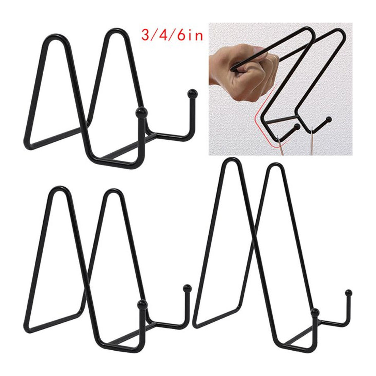 Minimalistisches Metall-Display in Schwarz zur Dekoration von Magazinen, Geschirr oder Bilderrahmen, B/H: 15,24 x 15,24 cm - Bild 1