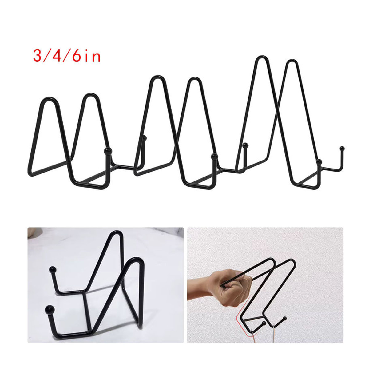 Minimalistisches Metall-Display in Schwarz zur Dekoration von Magazinen, Geschirr oder Bilderrahmen, B/H: 15,24 x 15,24 cm - Bild 4