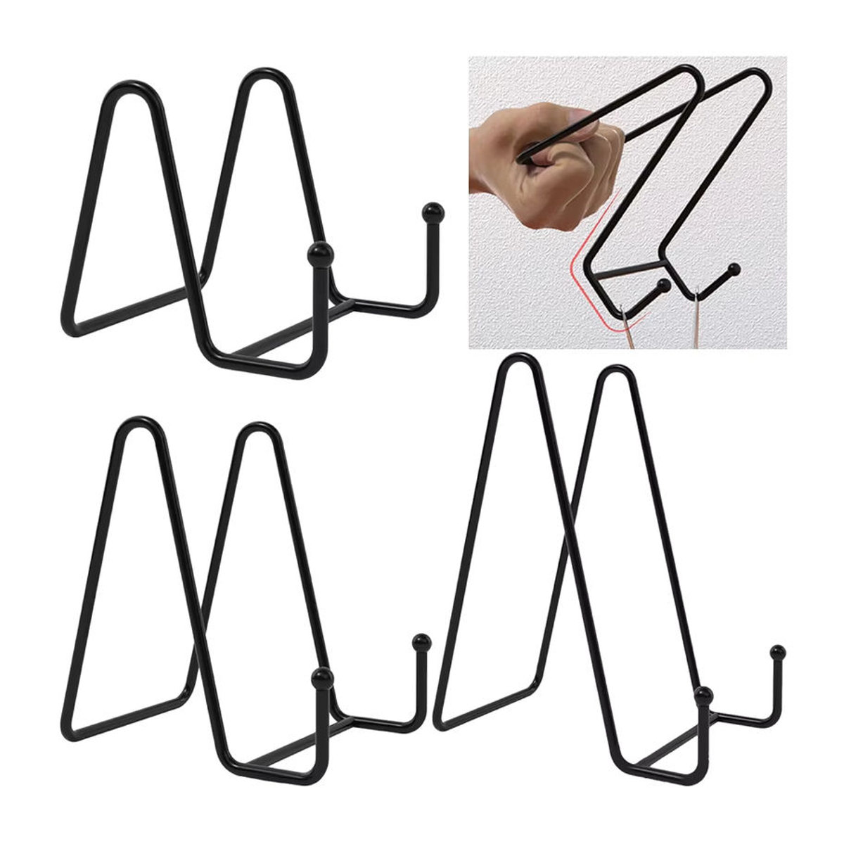Minimalistisches Metall-Display in Schwarz zur Dekoration von Magazinen, Geschirr oder Bilderrahmen, B/H: 15,24 x 15,24 cm - Bild 5