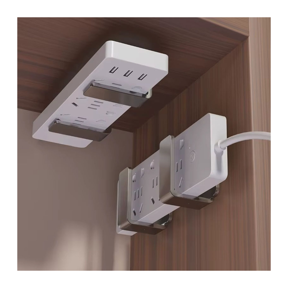 Minimalistisches Metall-Wandregal ohne Bohren für TV-Box, Router und Steckdosenleiste in Grau oder Schwarz - Bild 2