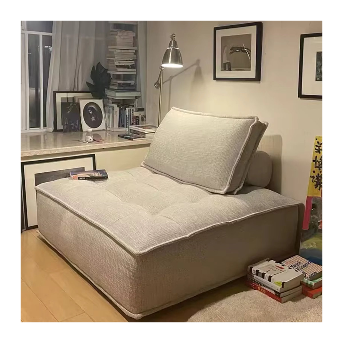 Minimalistisches Modulsofa als Sitzwürfel in Beige aus Stoff - Bild 2