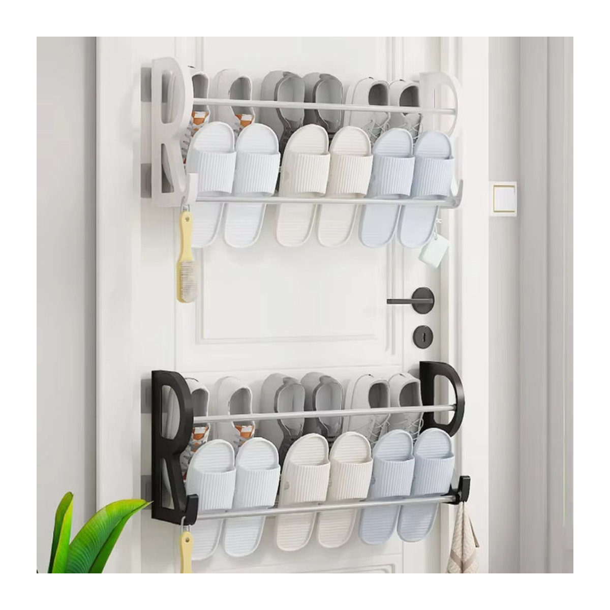 Minimalistisches Schuhregal aus Kunststoff zur Wandmontage ohne Bohren in Schwarz - Bild 2