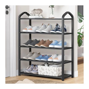 Minimalistisches Schuhregal aus Metall in Schwarz für Haushalt und Flur