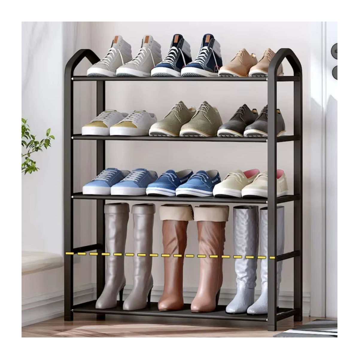 Minimalistisches Schuhregal aus Metall in Schwarz für Haushalt und Flur - Bild 2