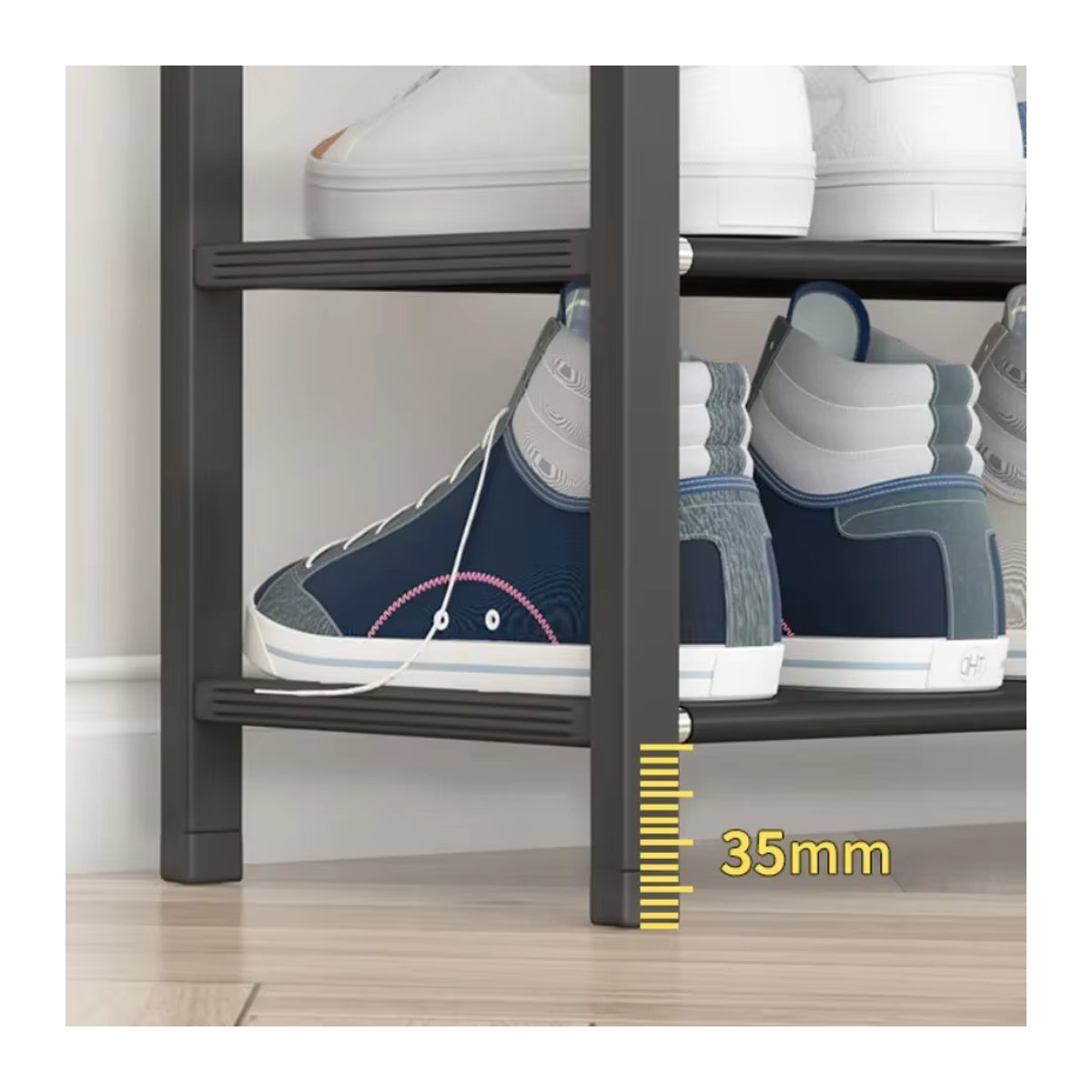 Minimalistisches Schuhregal aus Metall in Schwarz für Haushalt und Flur - Bild 4