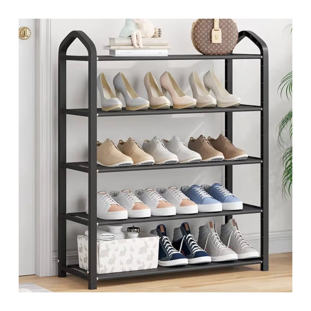 Minimalistisches Schuhregal aus Metall in Schwarz für Haushalt und Flur - Bild 5