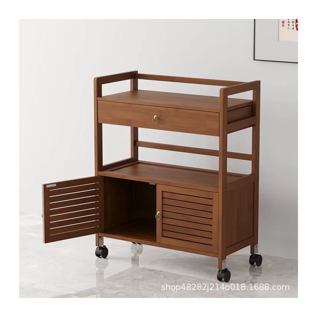 Minimalistisches Sideboard aus Massivholz als Teeschrank in Braun - Bild 4