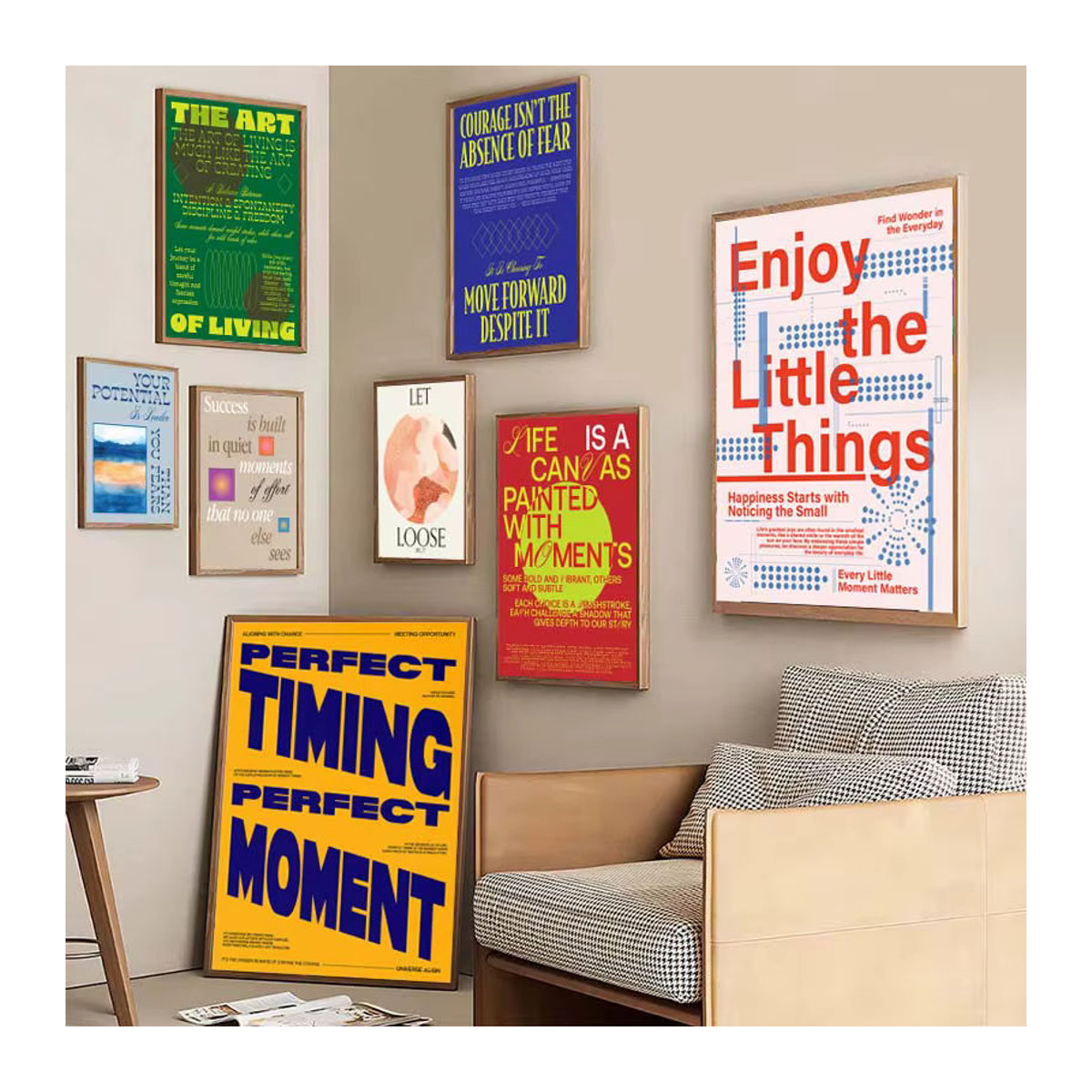 Minimalistisches Typografie-Kunstposter von Potdemiel als abstraktes Leinwandgemälde in Mehrfarbig, Hochformat und Rechteckig zur Wandmontage - Bild 3
