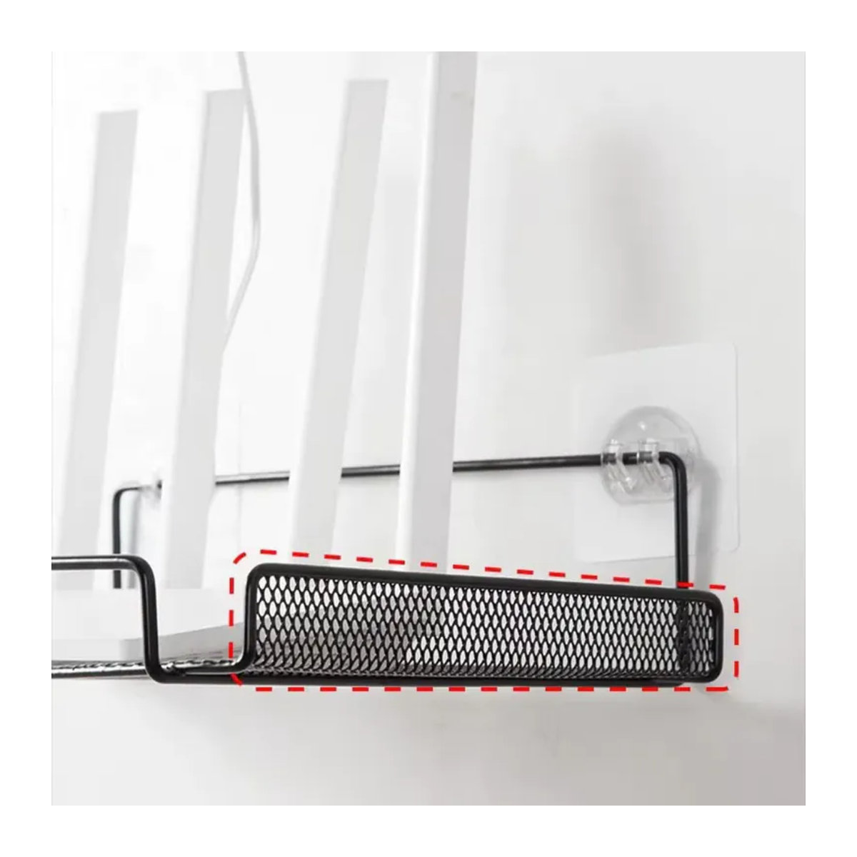 Minimalistisches Wandregal aus Edelstahl für WLAN-Router in Schwarz und Silber zur Wandmontage - Bild 2