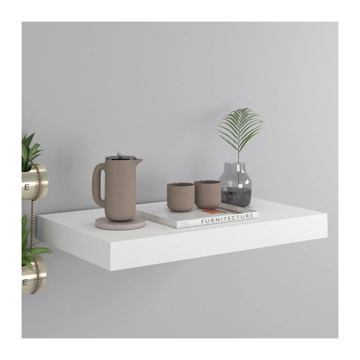 Minimalistisches Wandregal aus MDF in Weiß, B/T/H: 40 x 23 x 3,8 cm - Bild 1