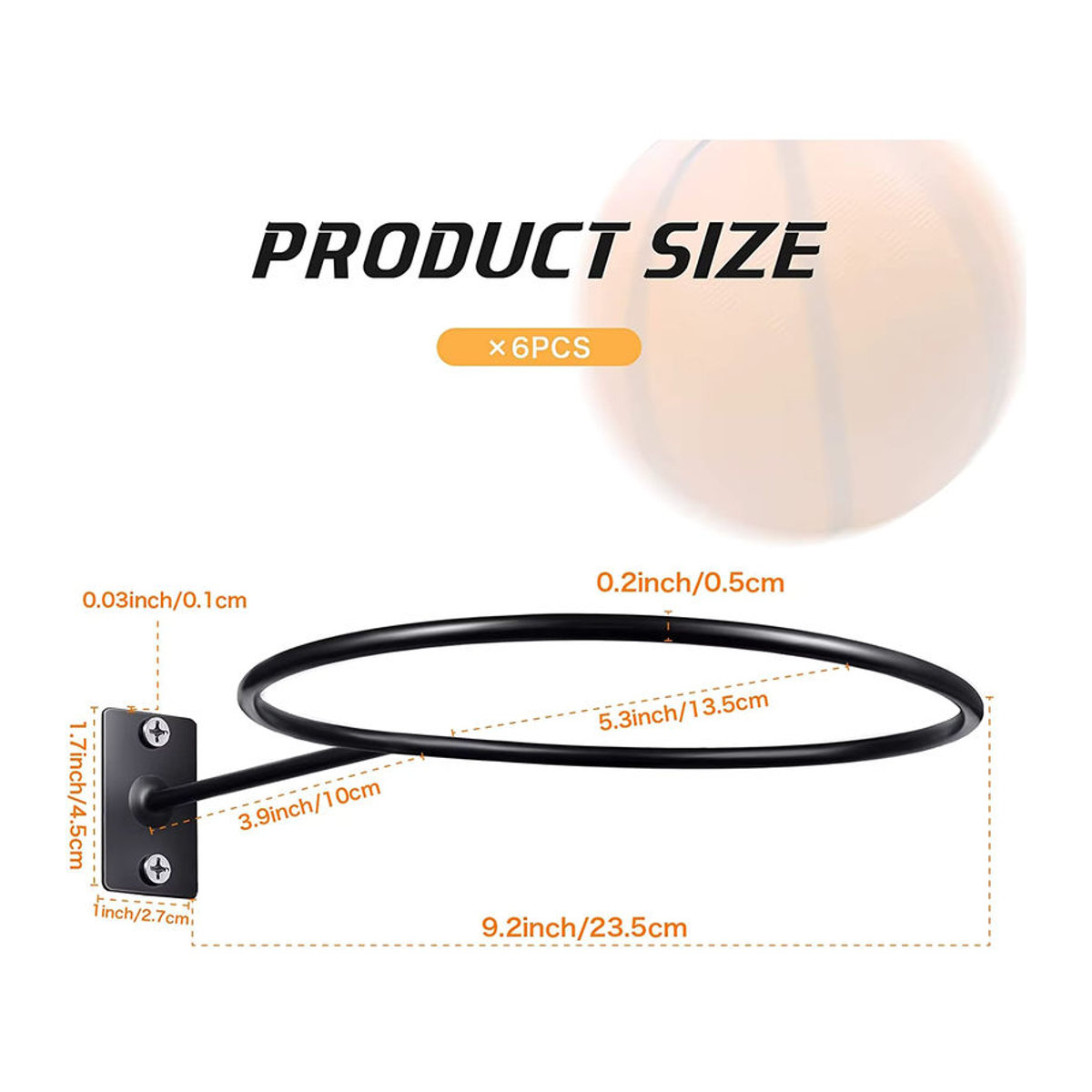 Minimalistisches Wandregal aus Metall als Mehrzweck-Ballhalter für Fußball und Basketball in Schwarz - Bild 3