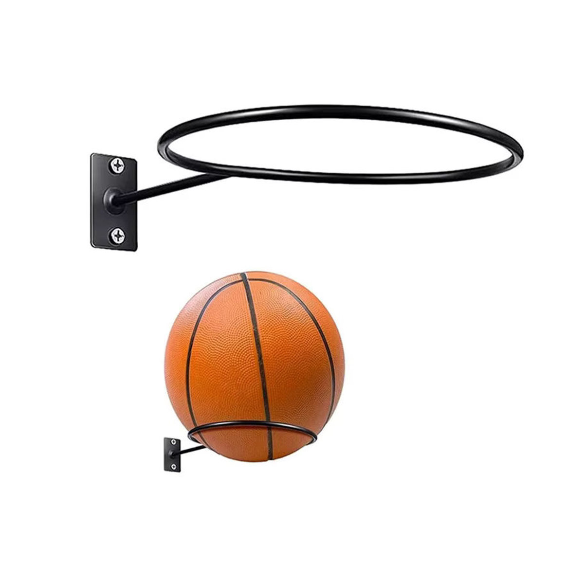Minimalistisches Wandregal aus Metall als Mehrzweck-Ballhalter für Fußball und Basketball in Schwarz - Bild 5