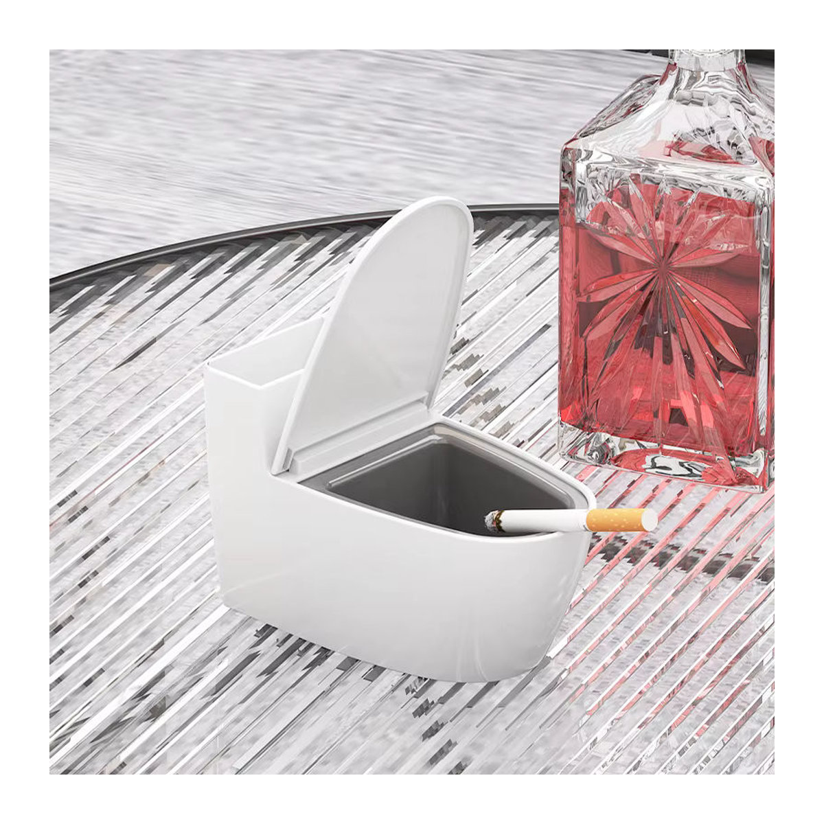 Minimalistisches Wandregal mit integriertem Aschenbecher und Telefonhalter in Weiß - Bild 3