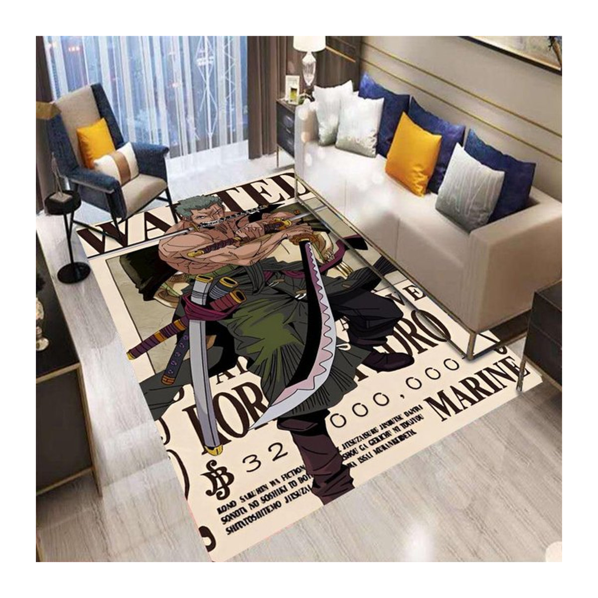 Miniso Anime One Piece Luff Bereichsteppich und Fußmatte für Schlafzimmer und Zuhause, mehrfarbig, B: 120 cm, T: 80 cm - Bild 1