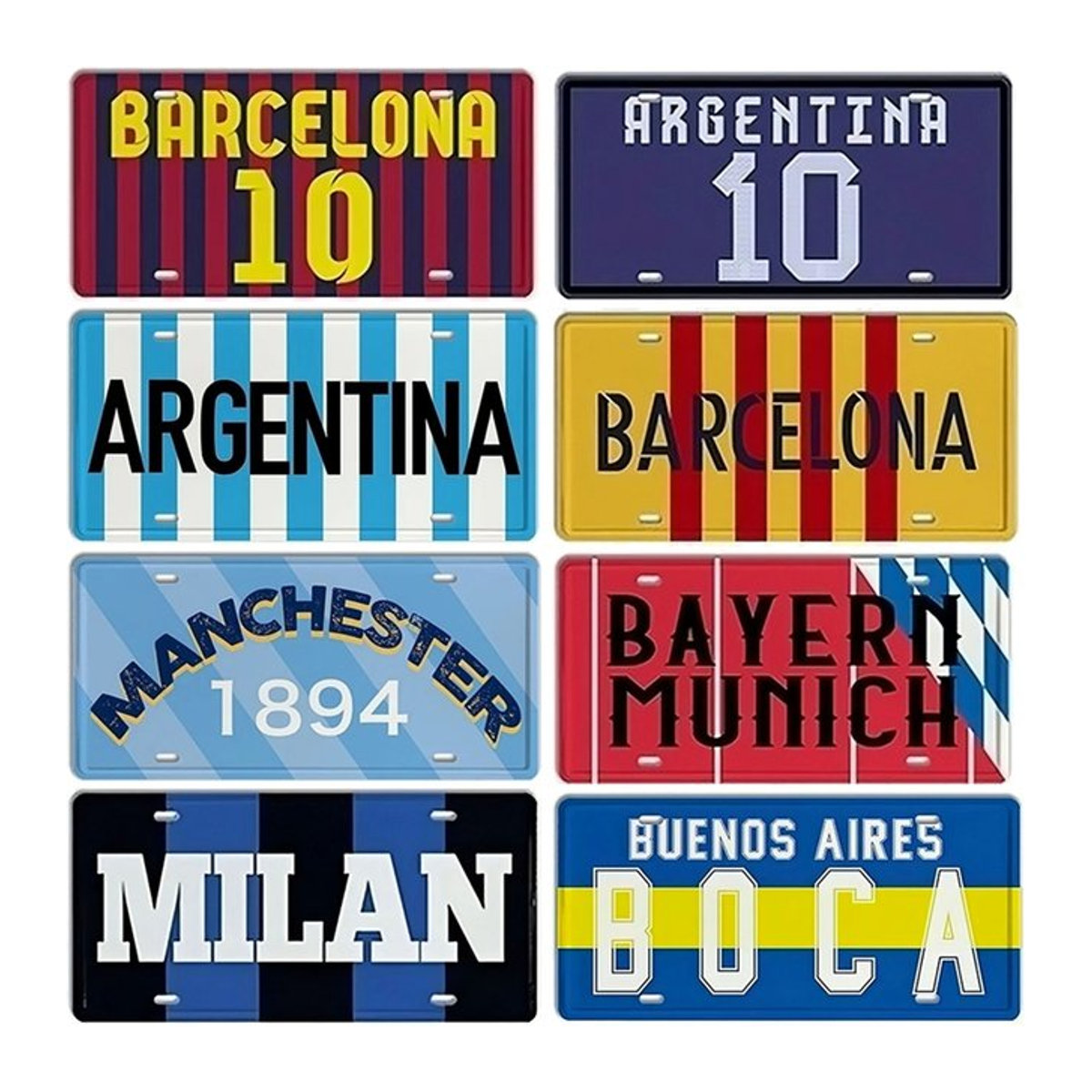 MINISO Barcelona Vintage Metall-Nummernschild Wanddekoration, mehrfarbig, B/H: 30 x 30 cm - Bild 1