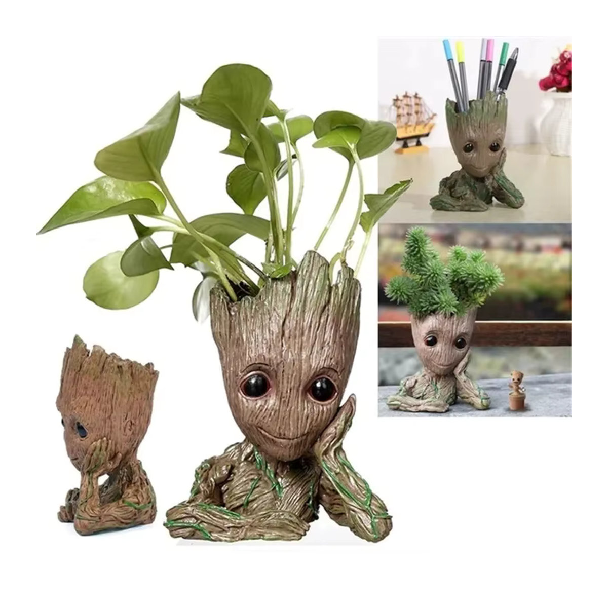 MINISO Blumentopf mit Miniatur-Figuren als Dekoration für Haus und Garten in Braun - Bild 4