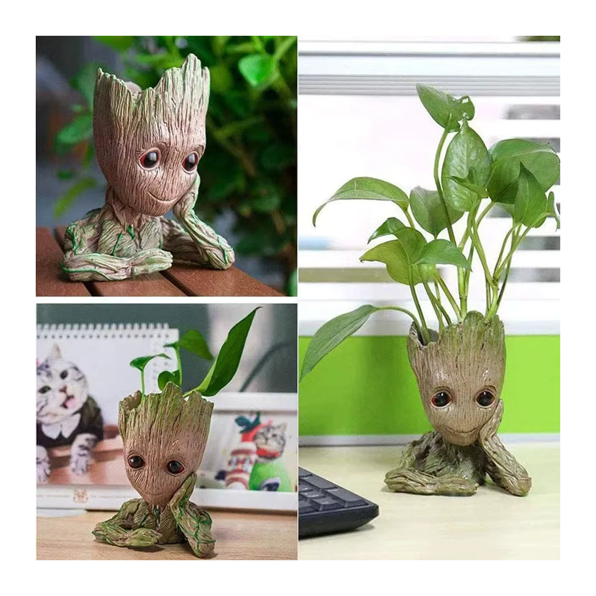 MINISO Blumentopf mit Miniatur-Figuren als Dekoration für Haus und Garten in Braun - Bild 5