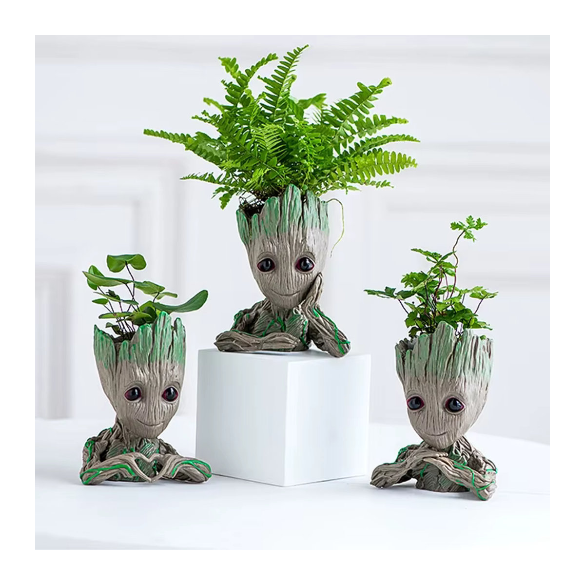 MINISO Blumenvase Baum Mann Figur aus Kunstharz in Braun für Büro und Wohnzimmer - Bild 6