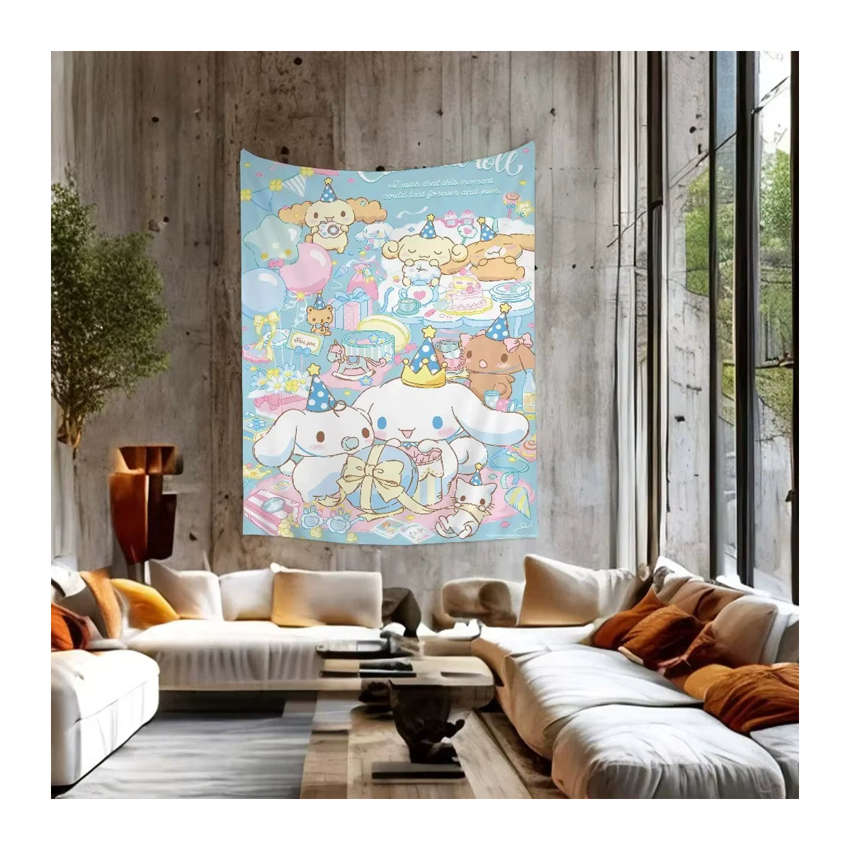 MINISO Cinnamoroll Wandteppich im Bohemian-Stil, mehrfarbig, B/H: 60 x 60 cm - Bild 3