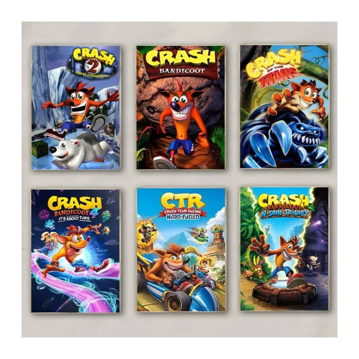 MINISO Crash Bandicoot Wandsticker aus wasserfestem Papier, mehrfarbig, rechteckig - Bild 1
