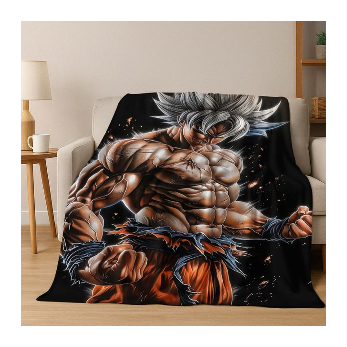 MINISO Flanelldecke mit 3D Japan Anime D-Dragon B-Ball Motiv in Schwarz, weiche und warme Überwurfdecke für Schlafzimmer, Wohnzimmer oder Reisen - Bild 1