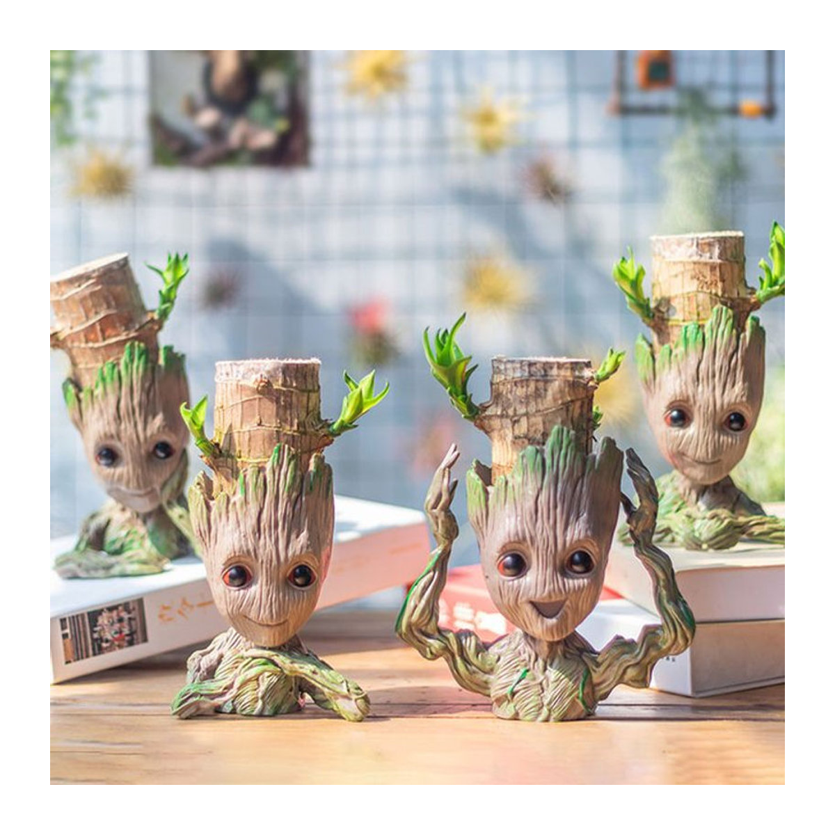 MINISO Gartenornament Groot Baum Mann Figur aus Kunstharz in Braun als Pflanztopf und Dekoration - Bild 1