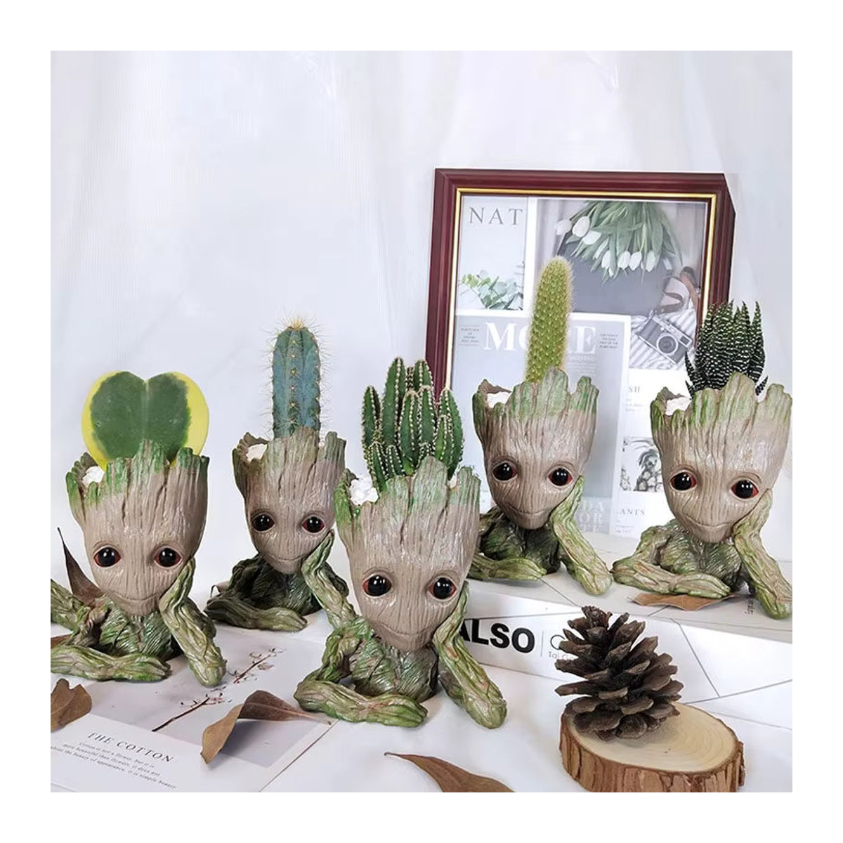 MINISO Gartenornament Groot Baum Mann Figur aus Kunstharz in Braun als Pflanztopf und Dekoration - Bild 3