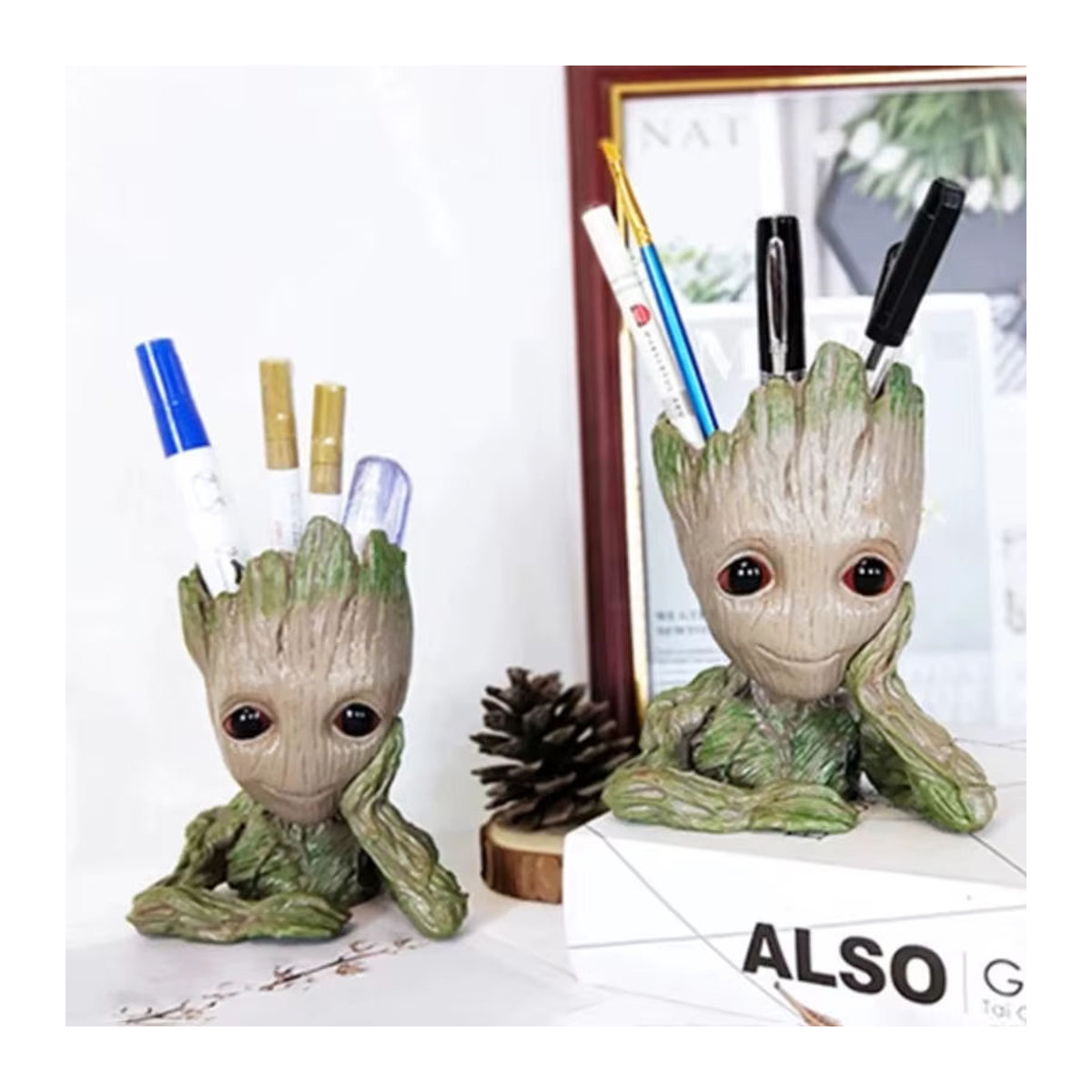 MINISO Gartenornament Groot Baum Mann Figur aus Kunstharz in Braun als Pflanztopf und Dekoration - Bild 5