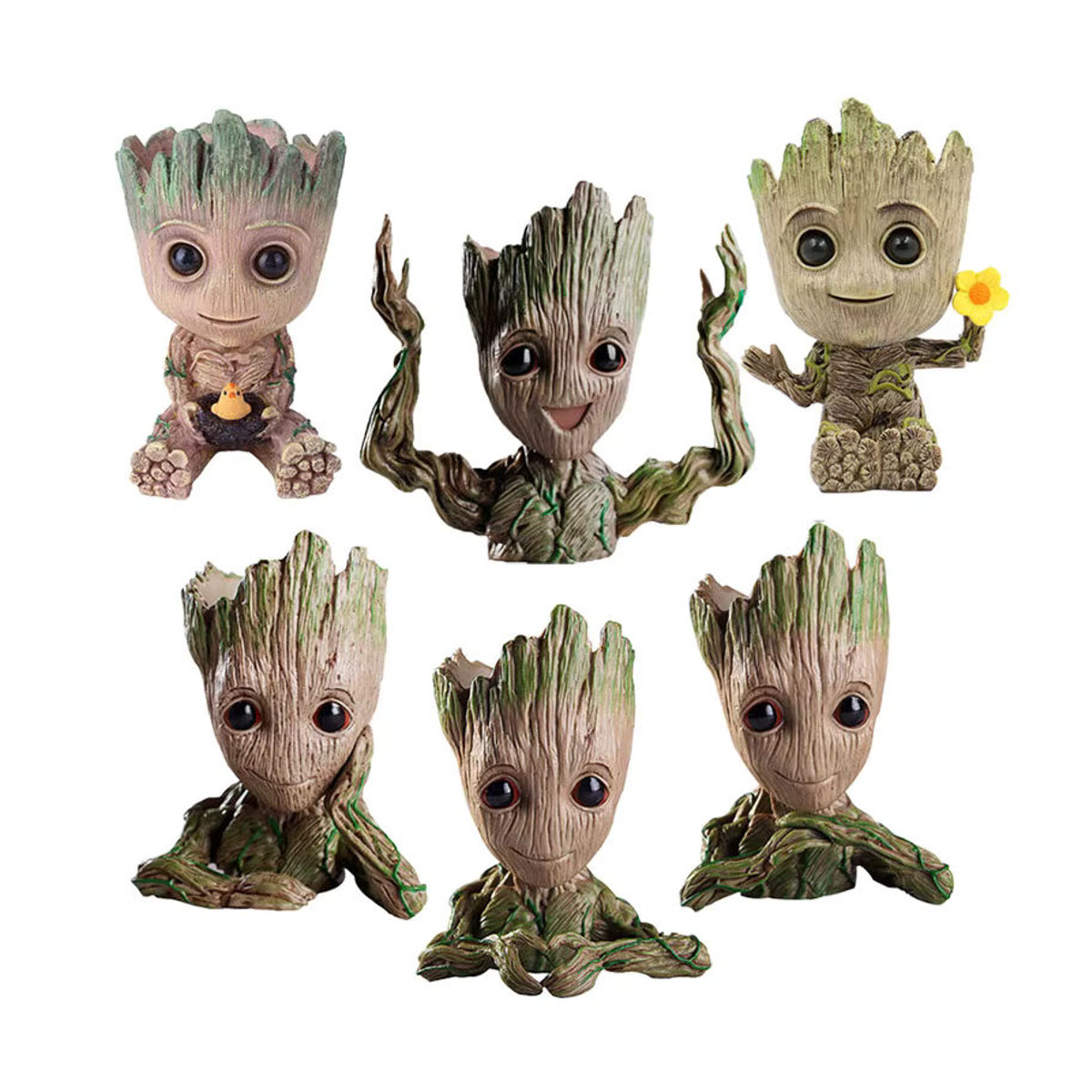 MINISO Gartenornament Groot Baum Mann Figur aus Kunstharz in Braun als Pflanztopf und Dekoration - Bild 6