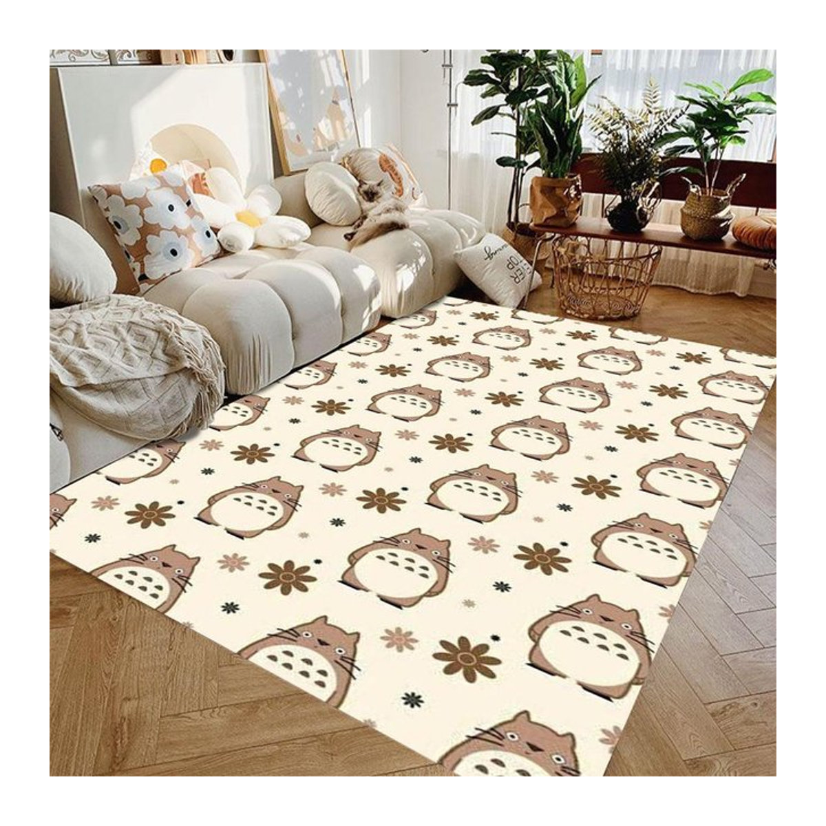 Miniso Küchenmatte Anime Totoro und No Face Design, beige, B: 120 cm, T: 160 cm - Bild 1