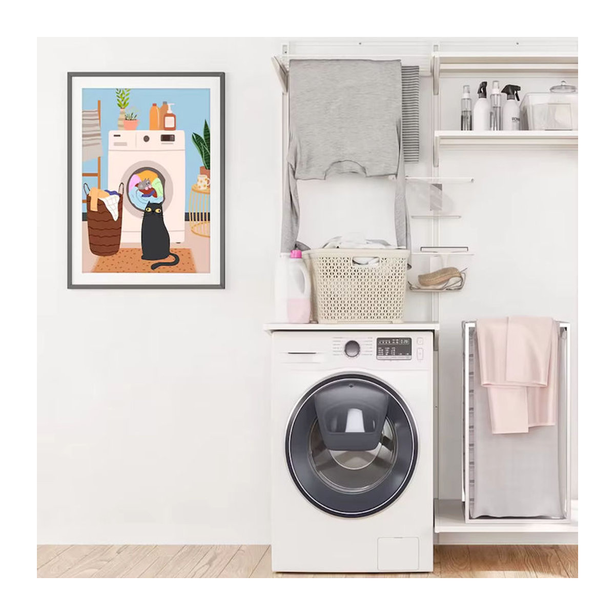 MINISO Leinwand Poster Schwarze Katze im Schaumbad Abstrakte Wanddekoration Mehrfarbig Rahmenlos - Bild 1