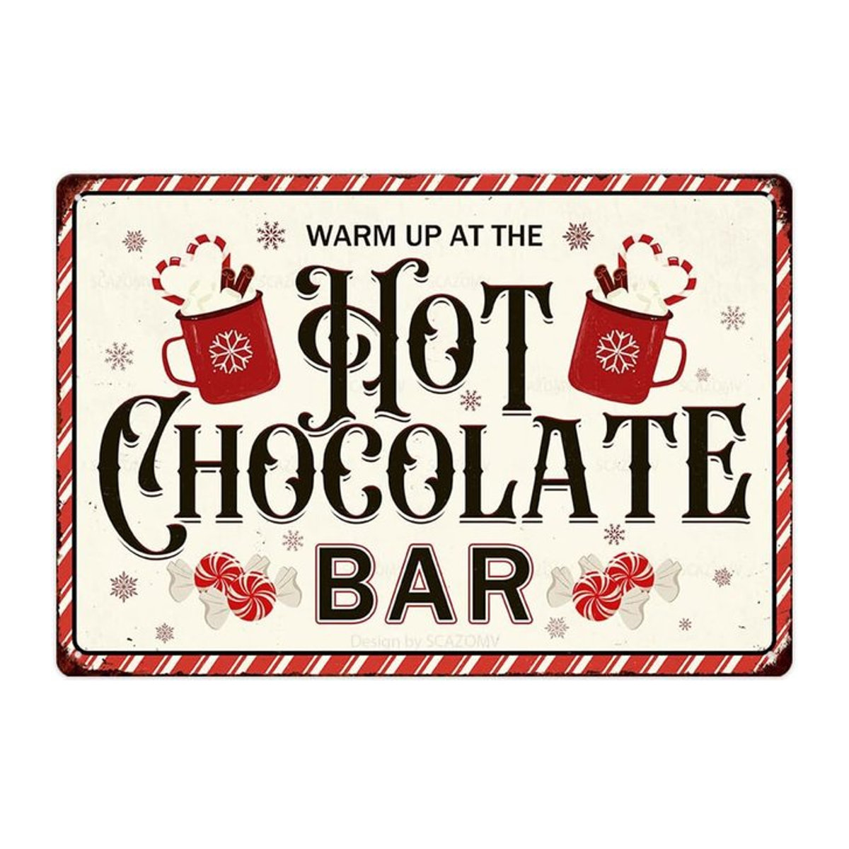 MINISO Metallblechschild Weihnachts-Dekor Vintage-Retro-Poster für Küche und Café, Weiß, H: 30 cm x B: 20 cm - Bild 1
