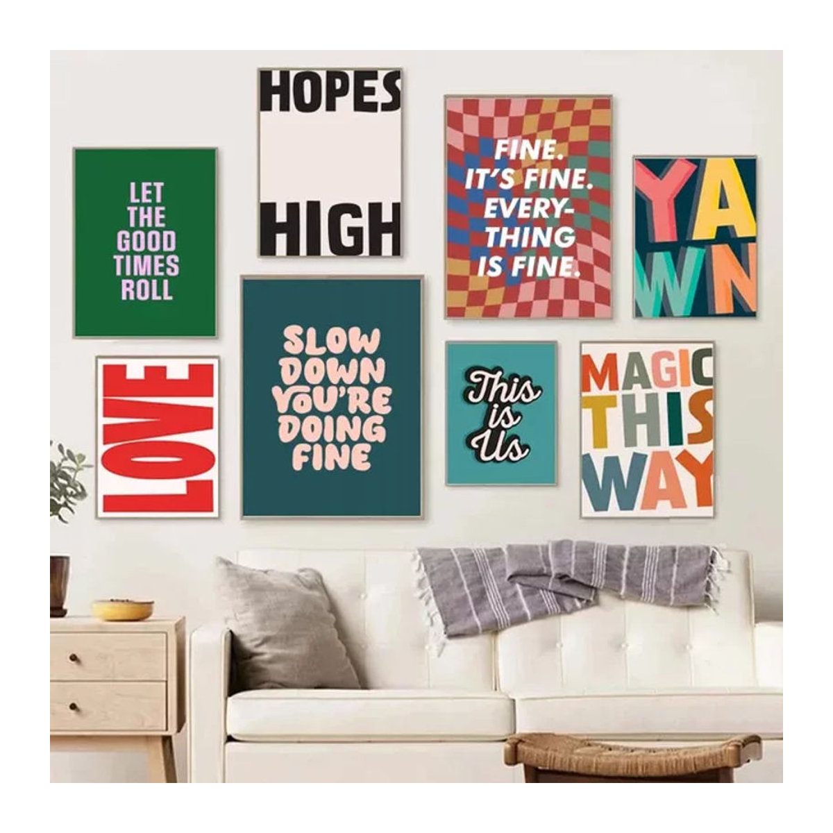 MINISO Motivationsposter mit Typografie im skandinavischen Design, mehrfarbig, Hochformat - Bild 1