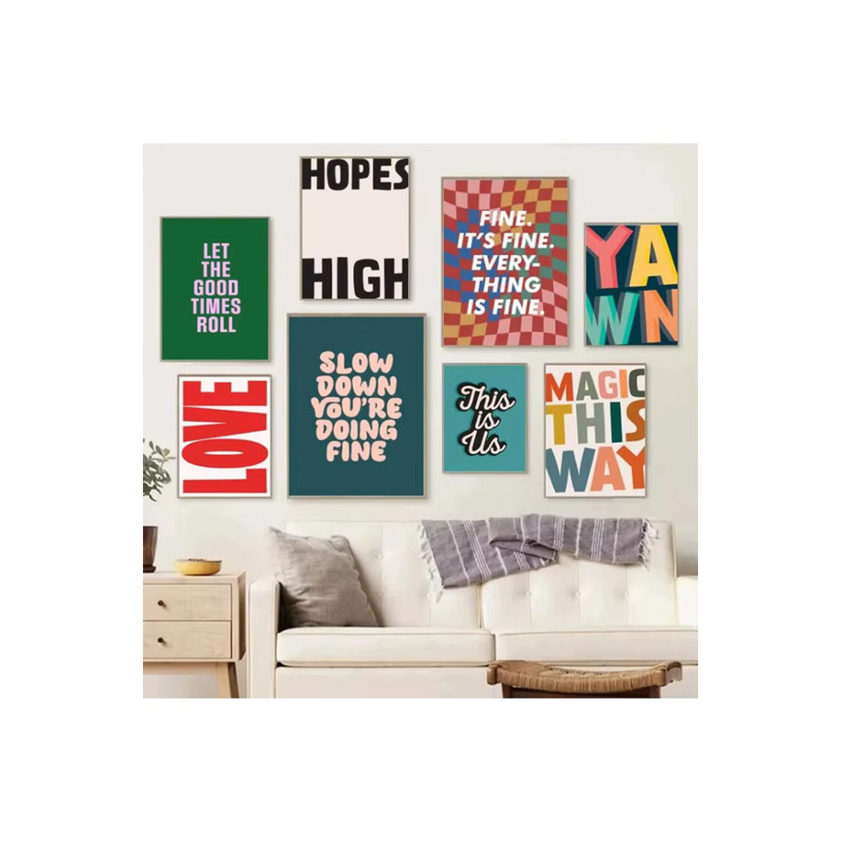 MINISO Motivationsposter mit Typografie im skandinavischen Design, mehrfarbig, Hochformat - Bild 7