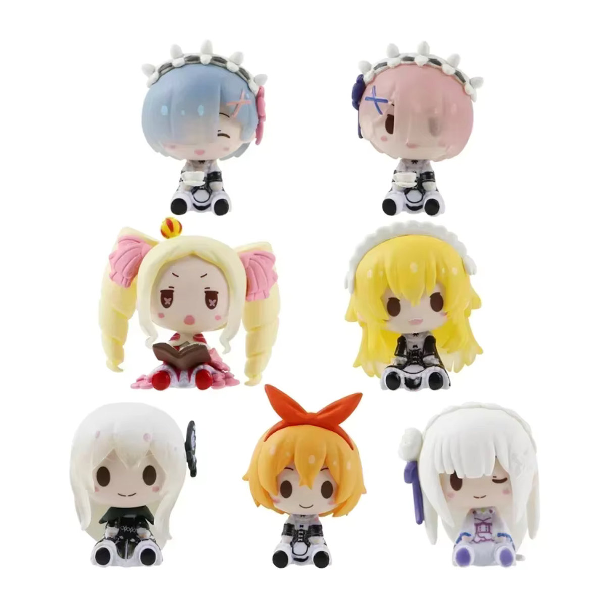 MINISO Re Zero Rem und Emilia Action Figuren aus Kunststoff, mehrfarbige Anime Statuen zur Schreibtischdekoration - Bild 5