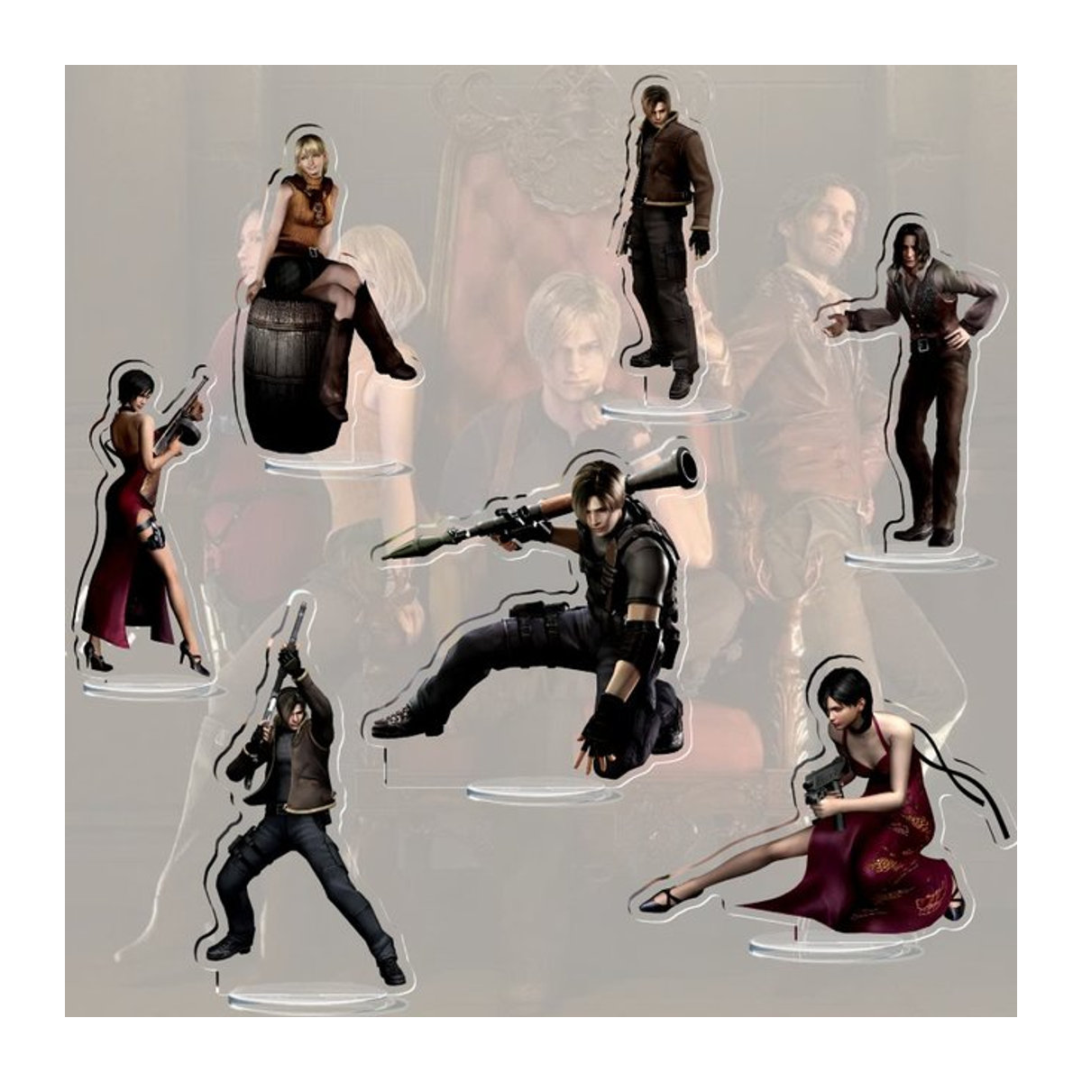 MINISO Resident Evil 4 Acryl-Standfigur Leon Scott Ashley Burke Dekorationsplatte aus Kunststoff, mehrfarbig - Bild 1