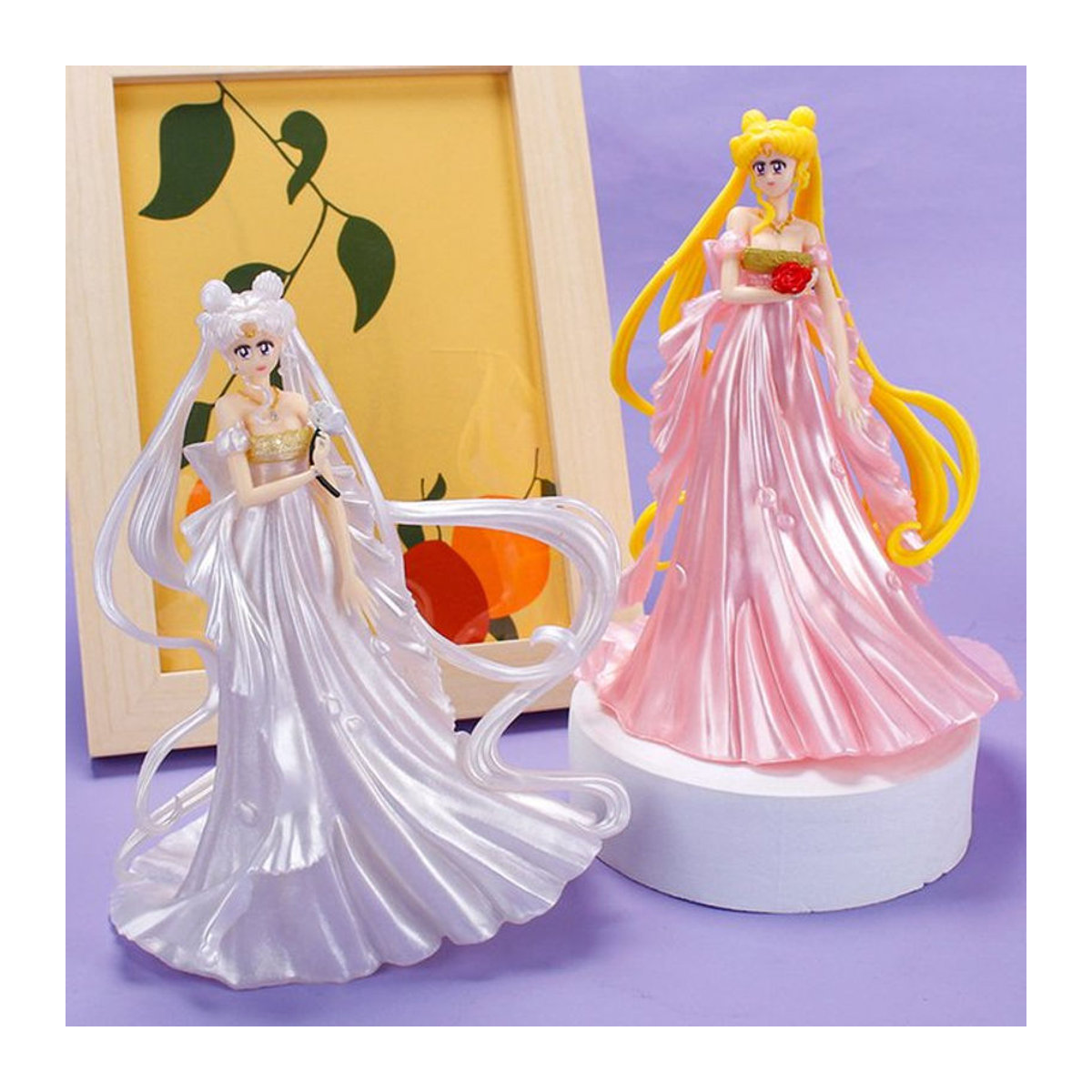MINISO Sailor Moon Actionfigur Tsukino Usagi im Hochzeitskleid, weiße PVC Modellfigur für Kinder und Sammler, Höhe: 14 cm - Bild 1