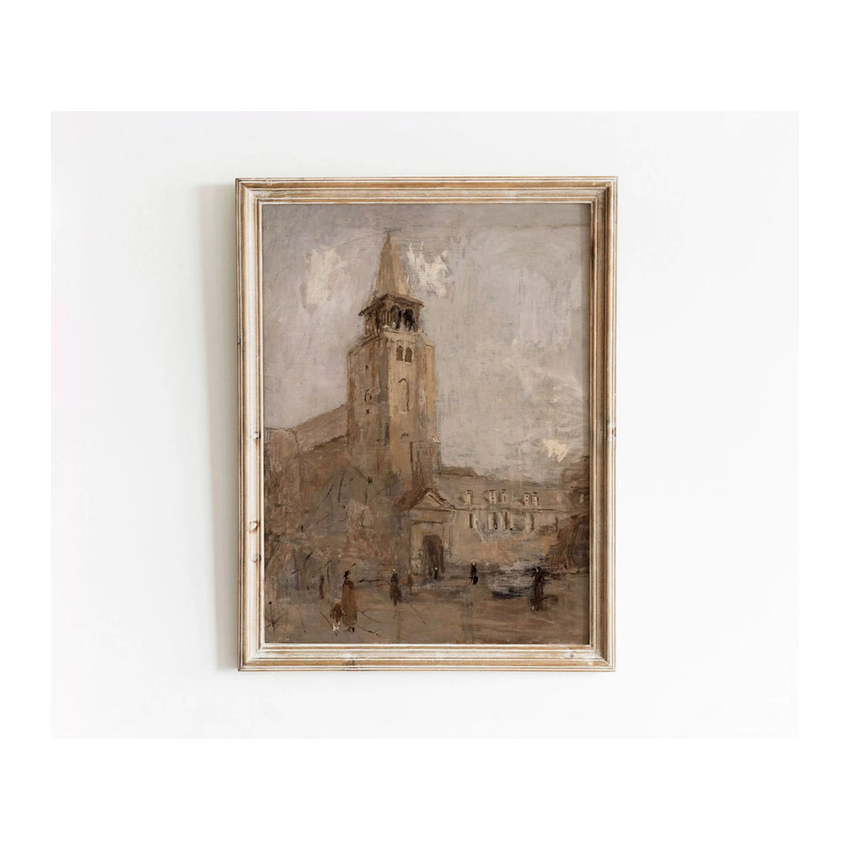 MINISO Vintage Wandkunst Abstrakt Landschaft Poster als Ölgemälde Druck auf Leinwand in Braun mit Holzrahmen - Bild 1